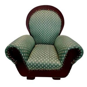 Vintage Dayton Hudson Green Upholstered Parlor Armchair American Girl Doll Chair